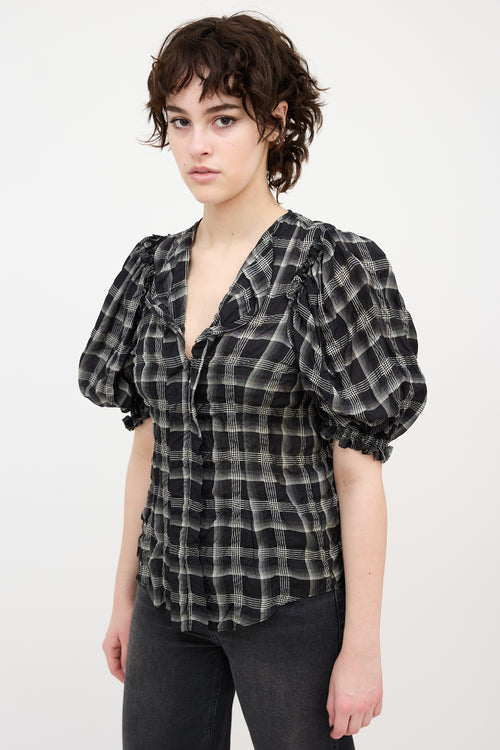 Isabel Marant Plaid Ruffle Blouse
