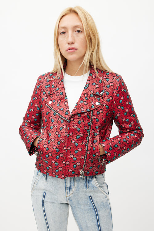 Isabel Marant Red & Multicolour Floral Rider Jacket