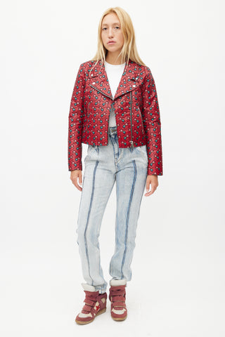 Isabel Marant Red & Multicolour Floral Rider Jacket