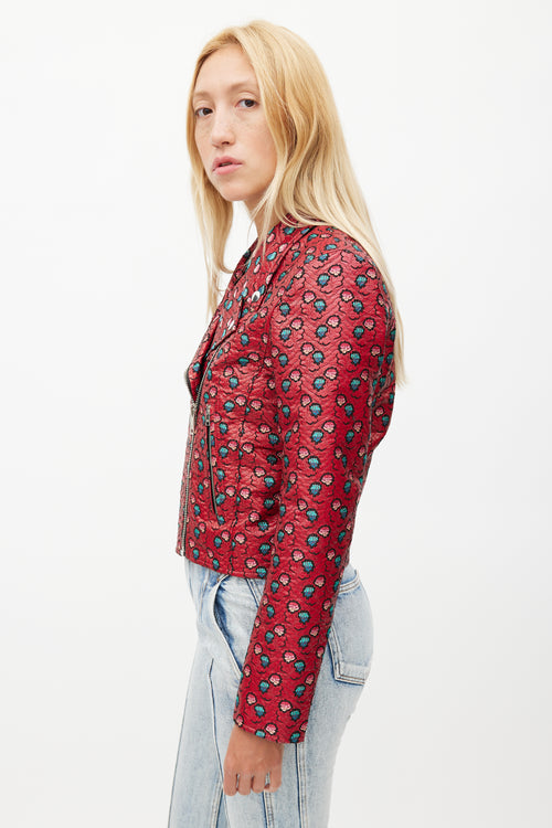 Isabel Marant Red & Multicolour Floral Rider Jacket