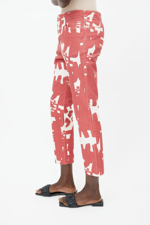 Isabel Marant Red & Cream Print Pant