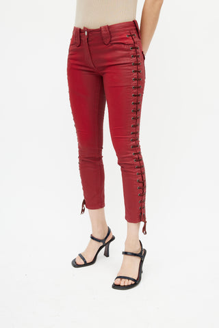 Isabel Marant Red Side Lace Up Pant