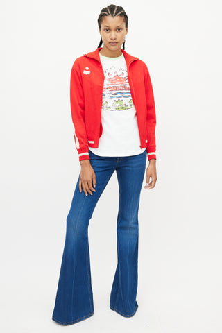 Isabel Marant Étoile Cream & Red Knit Logo Jacket