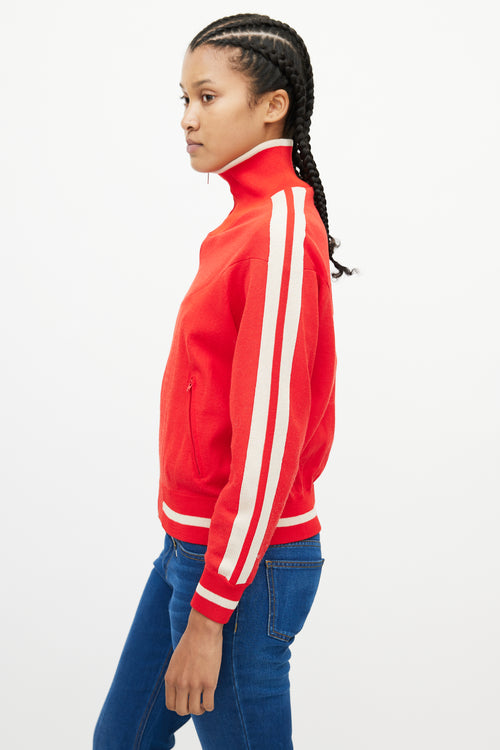 Isabel Marant Étoile Cream & Red Knit Logo Jacket