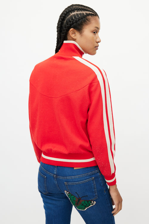 Isabel Marant Étoile Cream & Red Knit Logo Jacket
