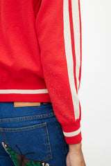 Isabel Marant Étoile Cream & Red Knit Logo Jacket