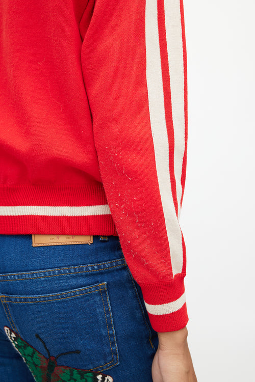 Isabel Marant Étoile Cream & Red Knit Logo Jacket