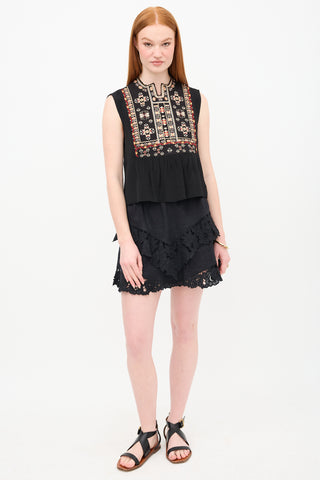 Isabel Marant Silk Russ Embroidered Top