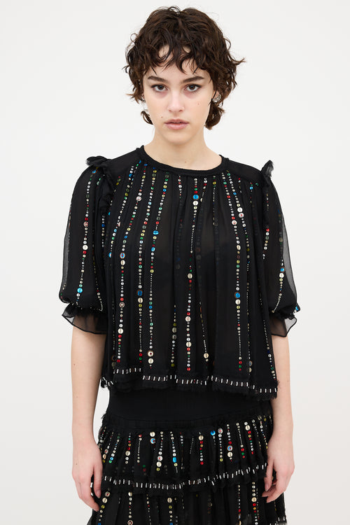 Isabel Marant Silk Sequin Embellished Blouse