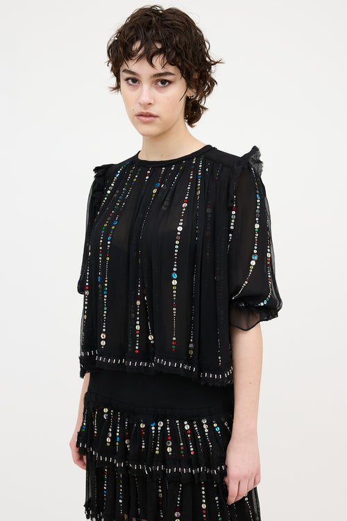 Isabel Marant Silk Sequin Embellished Blouse