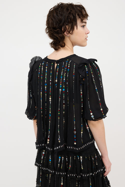Isabel Marant Silk Sequin Embellished Blouse
