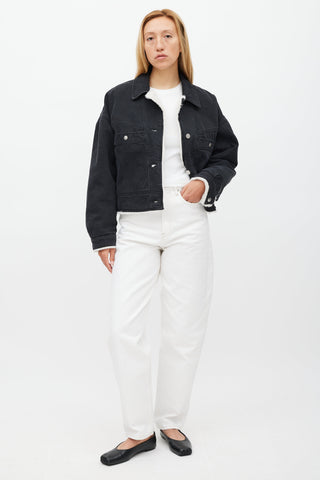 Isabel Marant Washed Black Denim & Shearling Paoleta Jacket