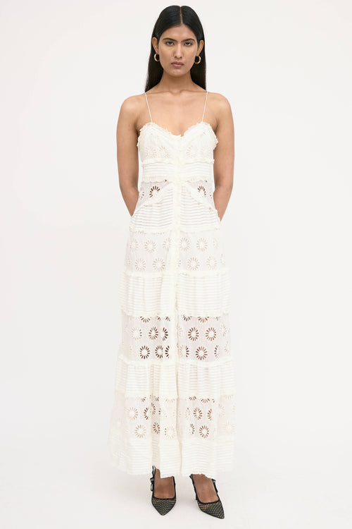 Isabel Marant Floral Eyelet Pleated Drake Dress