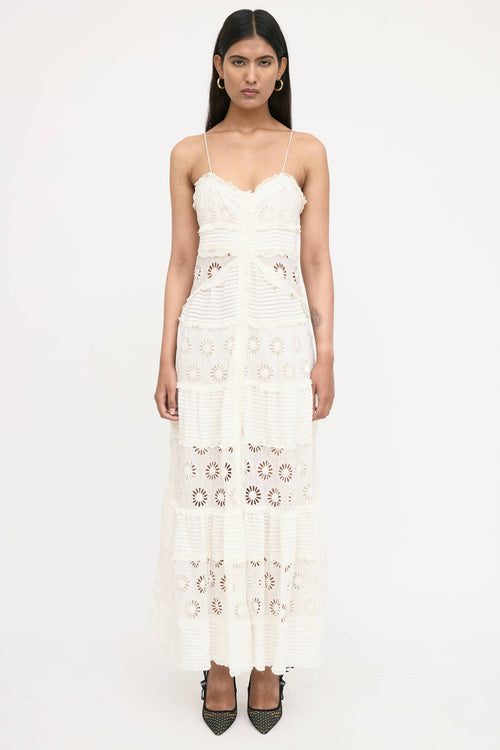 Isabel Marant Floral Eyelet Pleated Drake Dress