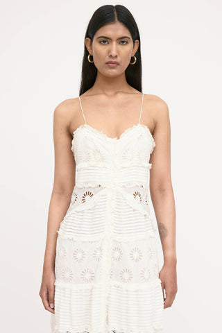 Isabel Marant Floral Eyelet Pleated Drake Dress
