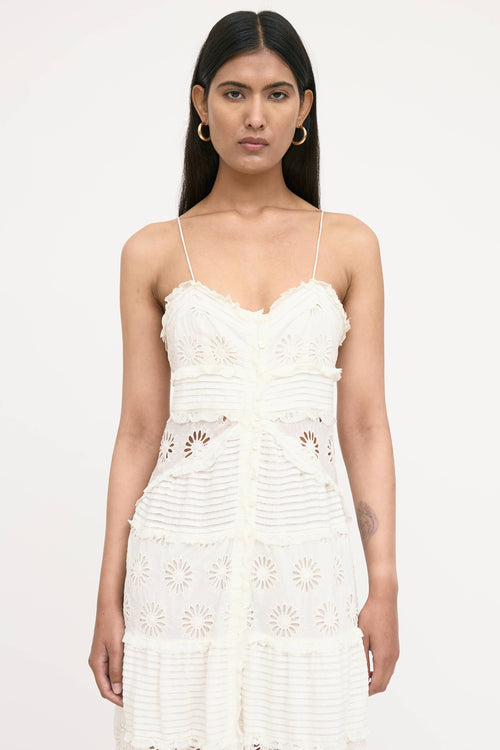 Isabel Marant Floral Eyelet Pleated Drake Dress