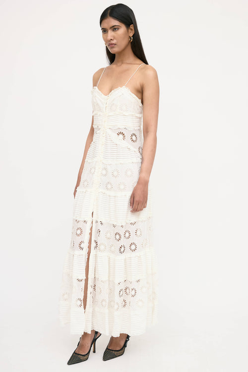 Isabel Marant Floral Eyelet Pleated Drake Dress