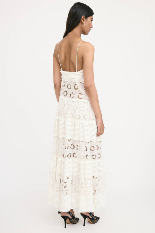 Isabel Marant Floral Eyelet Pleated Drake Dress