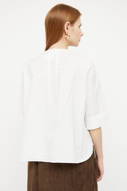 Isabel Marant Étoile White Embroidered Half Sleeve Top