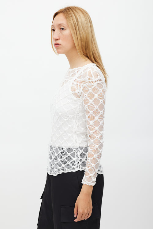 Isabel Marant White Mesh Lace Long Sleeved Top