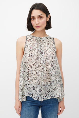 Isabel Marant White & Multicolour Silk Floral Top