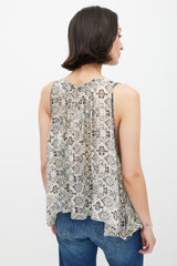 Isabel Marant White & Multicolour Silk Floral Top