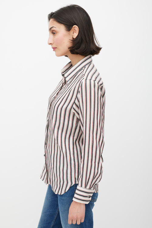 Isabel Marant White & Multicolour Striped Shirt