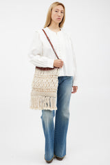 Isabel Marant Cream & Brown Teomia Macrame Bag
