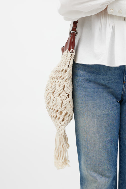 Isabel Marant Cream & Brown Teomia Macrame Bag
