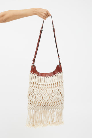 Isabel Marant Cream & Brown Teomia Macrame Bag