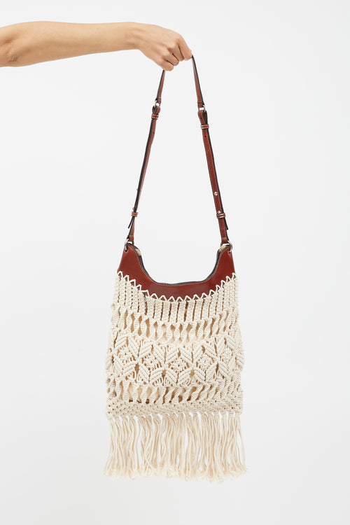 Isabel Marant Cream & Brown Teomia Macrame Bag