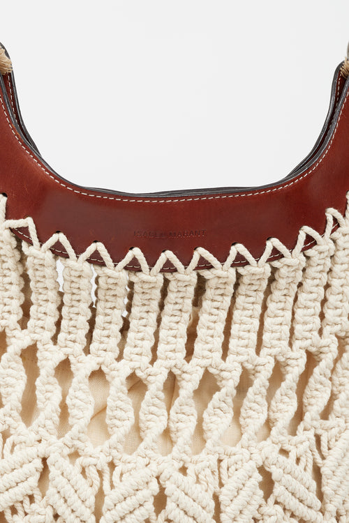 Isabel Marant Cream & Brown Teomia Macrame Bag