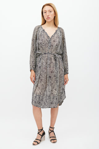 Isabel Marant X H&M Cream & Black Printed Sheer Dress