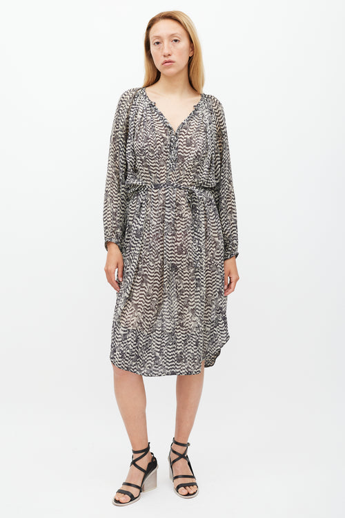 Isabel Marant X H&M Cream & Black Printed Sheer Dress