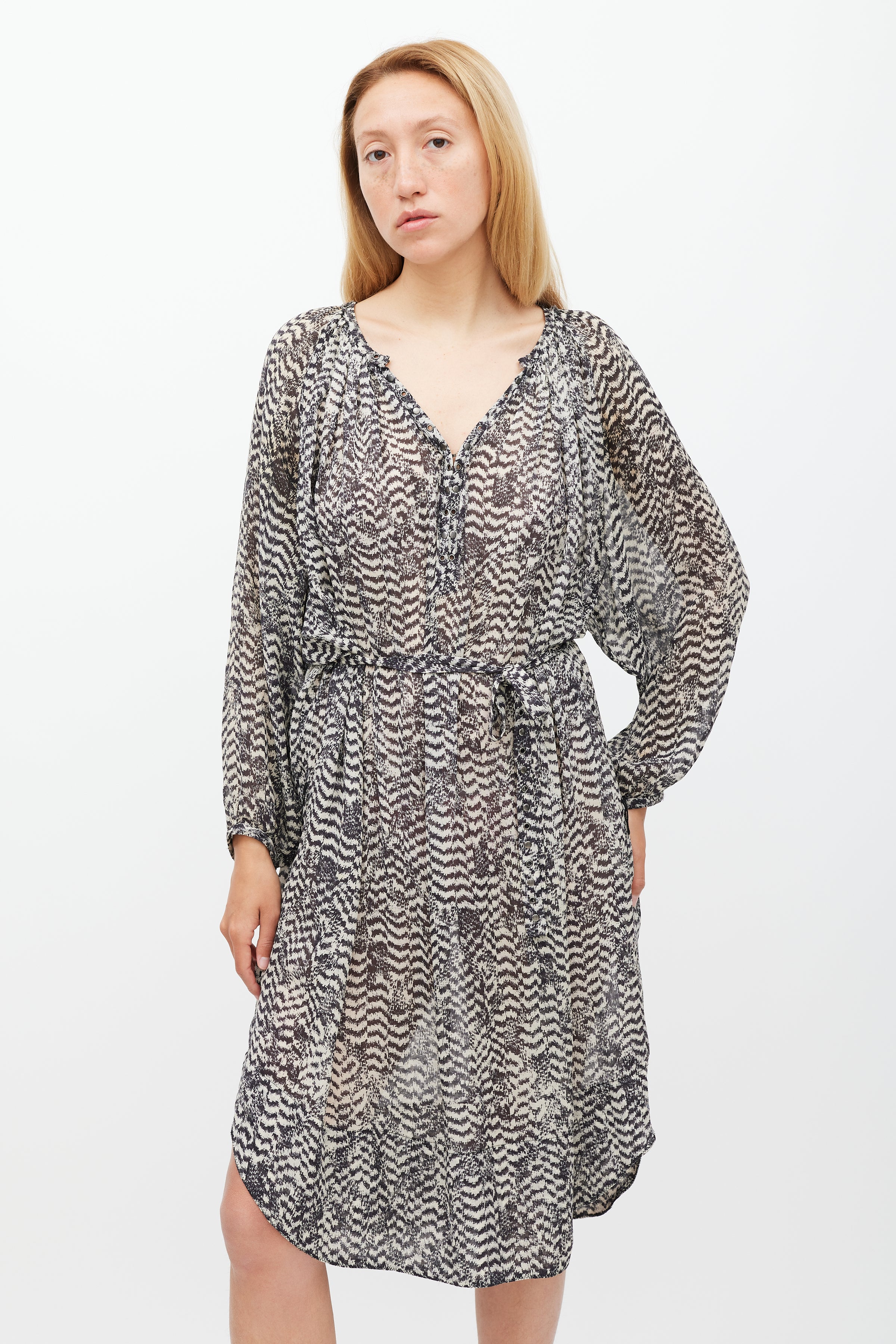 Isabel Marant // X H&M Cream & Black Printed Sheer Dress VSP Consignment Isabel Marant // X H&M Cream & Black Printed Sheer Dress VSP Consignment