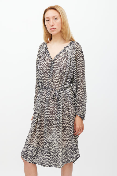 Isabel Marant X H&M Cream & Black Printed Sheer Dress