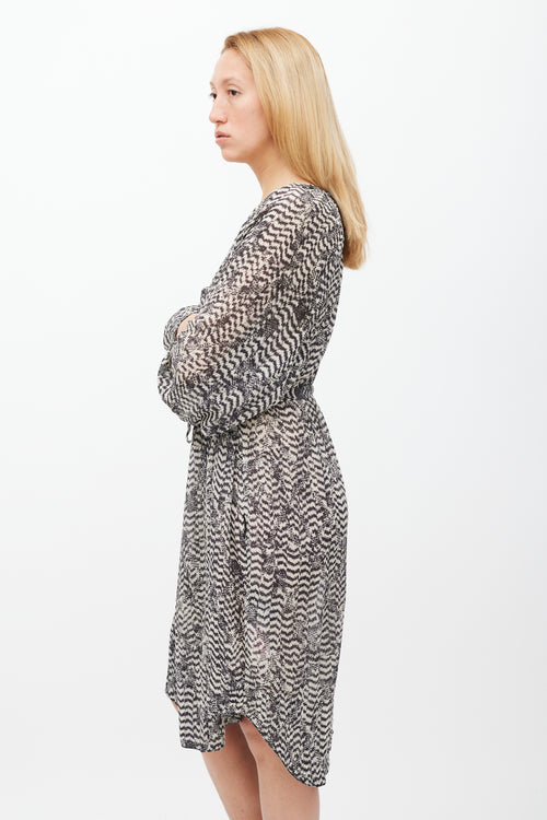 Isabel Marant X H&M Cream & Black Printed Sheer Dress