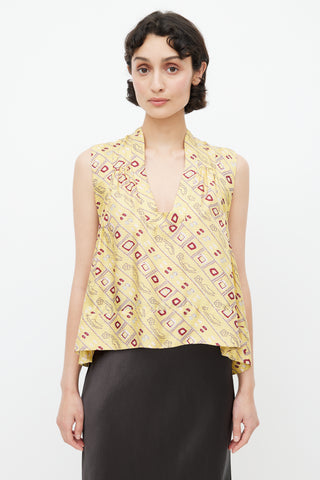 Isabel Marant Yellow & Multicolour Geometric Silk Top