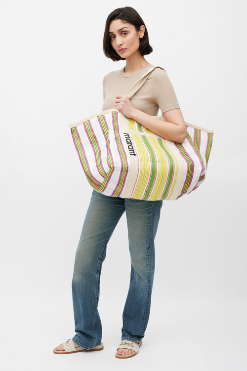 Isabel Marant Yellow & Multicolour Striped Darwen Tote Bag