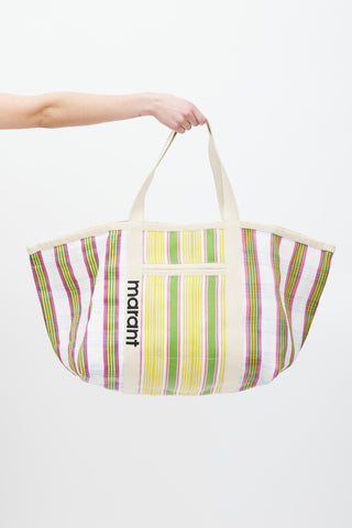 Isabel Marant Yellow & Multicolour Striped Darwen Tote Bag