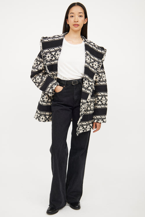 Isabel Marant Étoile Black & White Fringe Josialo Coat