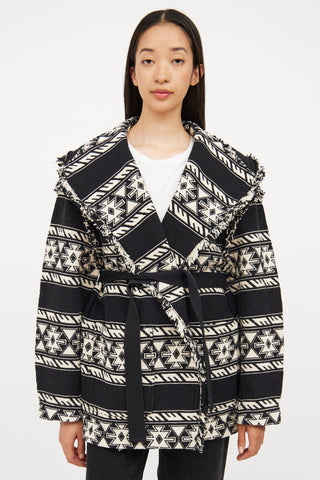 Isabel Marant Étoile Black & White Fringe Josialo Coat