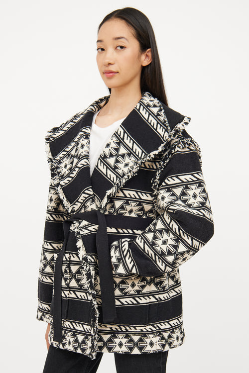 Isabel Marant Étoile Black & White Fringe Josialo Coat