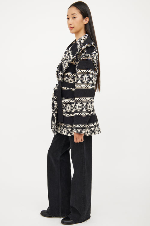 Isabel Marant Étoile Black & White Fringe Josialo Coat