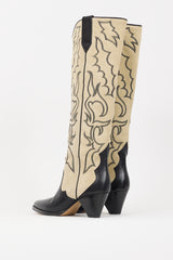 Isabel Marant Beige & Black Suede & Leather Leila Knee High Boot