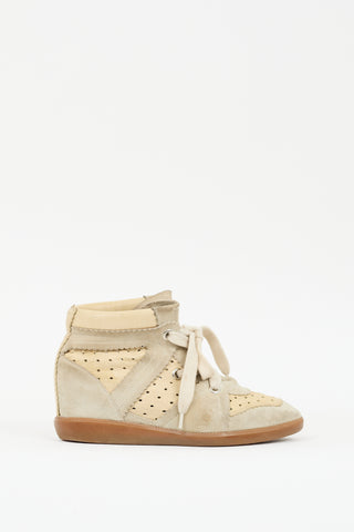 Isabel Marant Beige & Grey Suede Bobby Wedge Sneaker