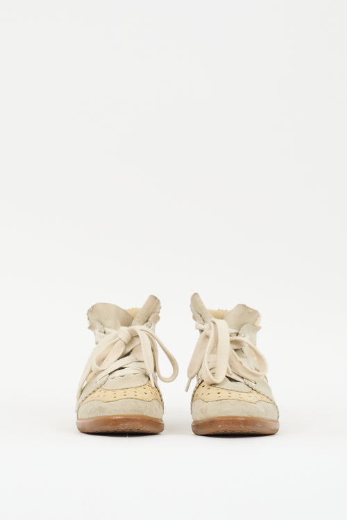 Isabel Marant Beige & Grey Suede Bobby Wedge Sneaker