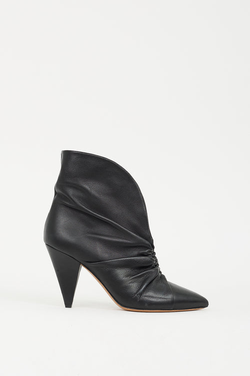 Isabel Marant Black Leather Ruched Lasteen Ankle Boot