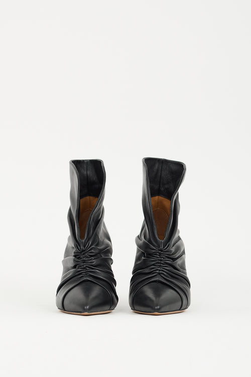 Isabel Marant Black Leather Ruched Lasteen Ankle Boot