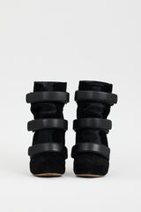 Isabel Marant Black Leather & Hair Scarlet Wedge Boot